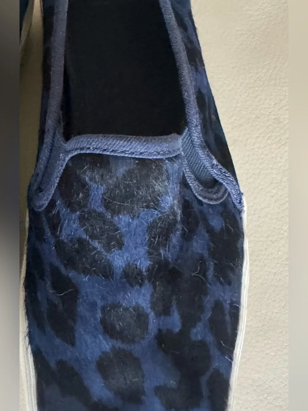 Keds x kate spade NY Triple Decker Navy Leopard Calf Hair Platform Slip-Ons Sz 9
